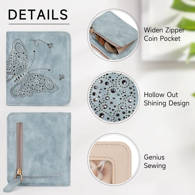 Alt view image 4 of 6 - Small RFID Wallet Women Ultra Thin Slim Womens Wallet Mini Compact Bifold Pocket Ladies Wallets for Women BLUE