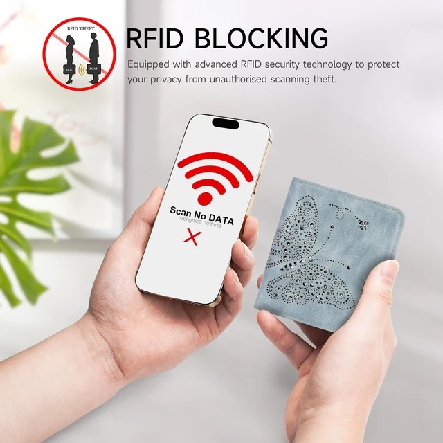 Alt view image 5 of 6 - Small RFID Wallet Women Ultra Thin Slim Womens Wallet Mini Compact Bifold Pocket Ladies Wallets for Women BLUE