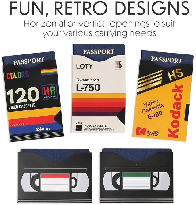 Alt view image 3 of 7 - RFID Blocking Sleeves (19 Pack, 14 Credit Card Sleeves + 5 Passport Sleeves) for Identity Theft Protection, Designed with Cassette Pattern