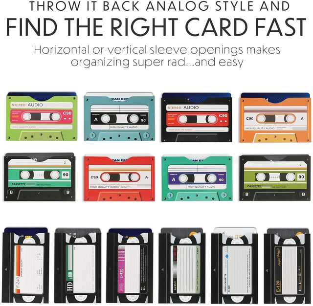 Alt view image 4 of 7 - RFID Blocking Sleeves (19 Pack, 14 Credit Card Sleeves + 5 Passport Sleeves) for Identity Theft Protection, Designed with Cassette Pattern