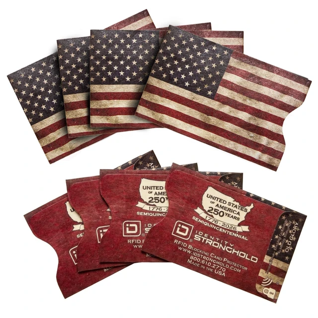 Main image of RFID Blocking Credit Card Sleeve Protectors USA Made Slim Wallet Inserts for Credit Cards, Debit Cards & ID Protection (8, Red)