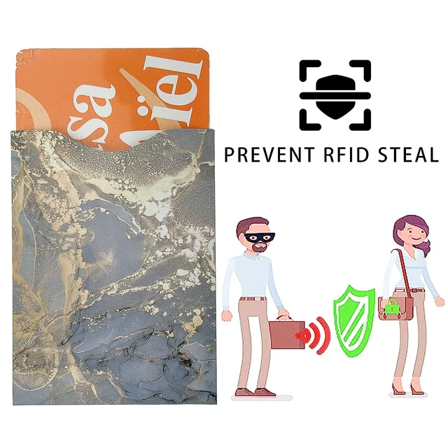 Alt view image 4 of 6 - 10 PCS RFID Blocking Sleeves, Credit Card Holder for Women Men Protect Cards Identity from Electronic Theft Travel Case Set (Marble Style