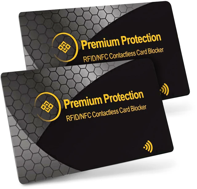 Main image of RFID Blocking Card (2 Pack) - 0.9mm Ultra Thin Debit & Credit Card Protector - One Card Shields Your Whole Wallet - Anti Fraud Contactless NFC Wallet Defender for Travel & Passport