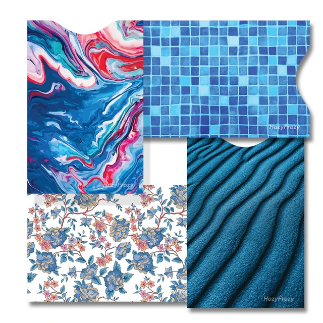 Alt view image 2 of 6 - 8 RFID Blocking Sleeves, Unique Designs and Arts in Blue, Anti-Theft Credit Card Holder, Credit Card Protector, Easy to Recognize, Sturdy and Perfect size for cards