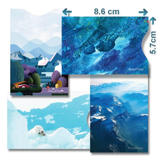 Alt view image 3 of 6 - 8 RFID Blocking Sleeves, Unique Designs and Arts in Blue, Anti-Theft Credit Card Holder, Credit Card Protector, Easy to Recognize, Sturdy and Perfect size for cards