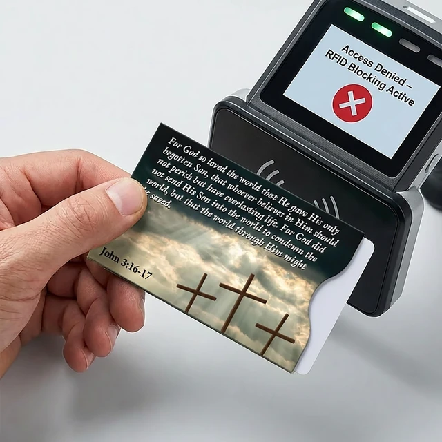 Alt view image 4 of 7 - RFID Blocking Credit Card Sleeve Protectors USA Made Slim Wallet Inserts for Credit Cards, Debit Cards & ID Protection (16, Faith - 16 Pack)