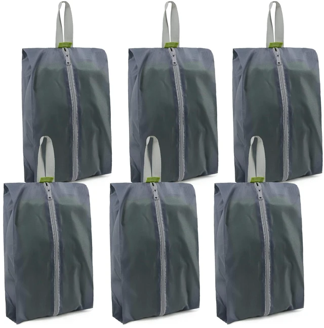Main image of Grey Shoe Organizer Set - 6 Pack Shoe Bags For Travel with Zipper Closure and Handle,Stylish and Portable Nylon Shoe Storage for Men and Women's Travel Gifts and Home Storage