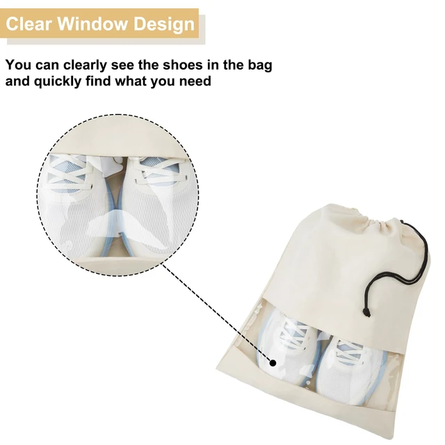 Alt view image 2 of 7 - 4 Pcs Shoe Bags for Travel with Clear TPU Window & Drawstring Closure | 13.8"x17.7" Fits Most Shoes, Dust Resistant, Washable & Reusable, Travel Shoe Storage Bags for Men & Women