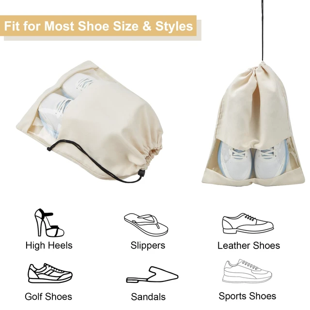 Alt view image 4 of 7 - 4 Pcs Shoe Bags for Travel with Clear TPU Window & Drawstring Closure | 13.8"x17.7" Fits Most Shoes, Dust Resistant, Washable & Reusable, Travel Shoe Storage Bags for Men & Women