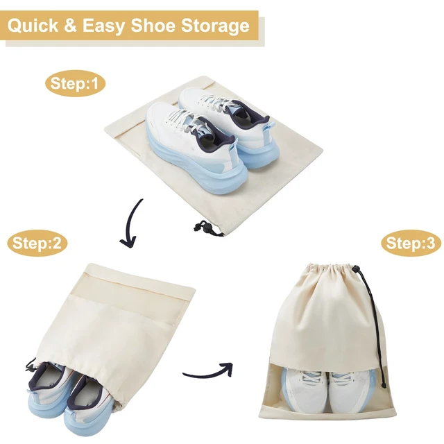 Alt view image 5 of 7 - 4 Pcs Shoe Bags for Travel with Clear TPU Window & Drawstring Closure | 13.8"x17.7" Fits Most Shoes, Dust Resistant, Washable & Reusable, Travel Shoe Storage Bags for Men & Women