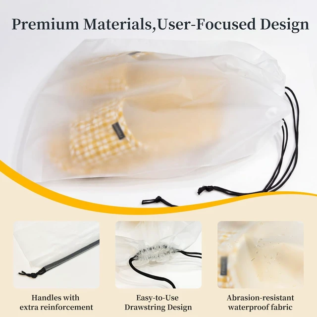Alt view image 3 of 7 - Shoe Bags for Travel, 15 Pack Clear Drawstring Bags for Packing | 15.7" X 11.8" Waterproof Dustproof Shoe Travel Bag, Portable Travel Essentials for Men and Women