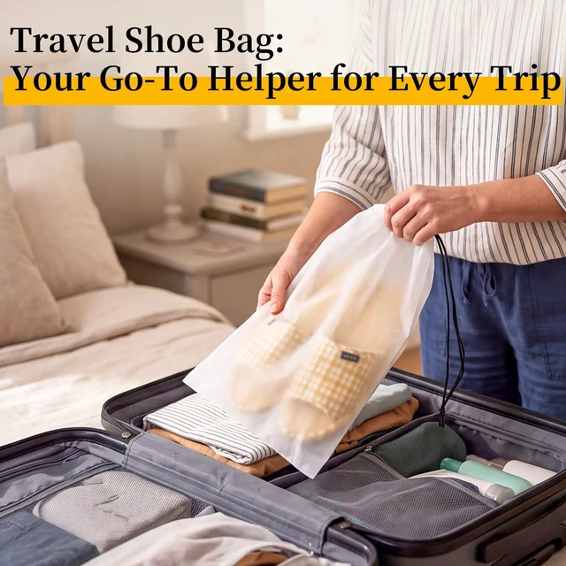 Alt view image 7 of 7 - Shoe Bags for Travel, 15 Pack Clear Drawstring Bags for Packing | 15.7" X 11.8" Waterproof Dustproof Shoe Travel Bag, Portable Travel Essentials for Men and Women