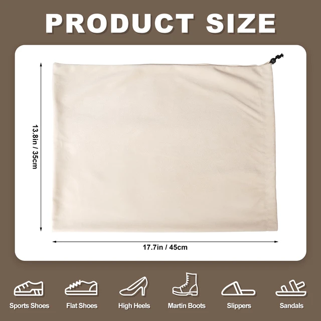 Alt view image 5 of 7 - 5 Pack Shoe Bags for Travel, Washable Dust Bags Drawstring Travel Shoe Bag | 17.7" x 13.8" Dustproof Travel Shoe Bag for Packing, Reusable Storage Bags with Drawstring Closure for Handbags Shoes Toys