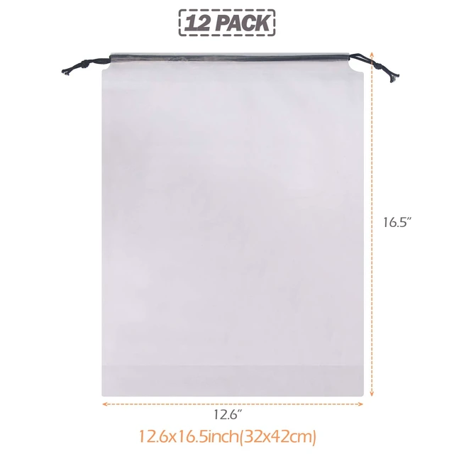 Alt view image 2 of 7 - Set of 12 Portable Translucent Shoe Bags for Travel Large Clear Shoes Pouch Storage Organizer with Drawstring for Men and Women