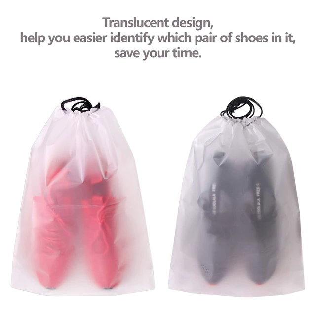 Alt view image 3 of 7 - Set of 12 Portable Translucent Shoe Bags for Travel Large Clear Shoes Pouch Storage Organizer with Drawstring for Men and Women