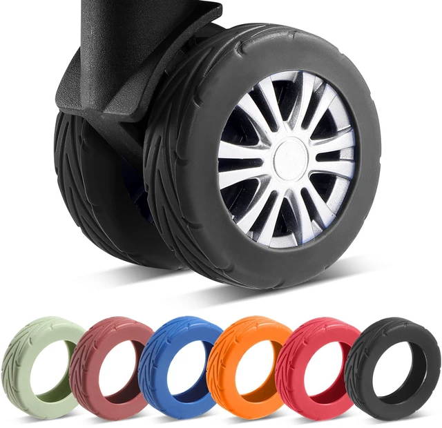 Main image of 8Pcs Upgrade Luggage Wheel Covers, Travel Accessories (Black) | Wear-resistant & anti-noise silicone covers. Fits 2-2.4" wheels. Protects suitcase wheels. Travel essential for suitcases