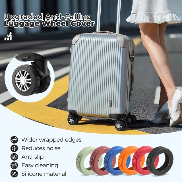 Alt view image 2 of 7 - 8Pcs Upgrade Luggage Wheel Covers, Travel Accessories (Black) | Wear-resistant & anti-noise silicone covers. Fits 2-2.4" wheels. Protects suitcase wheels. Travel essential for suitcases