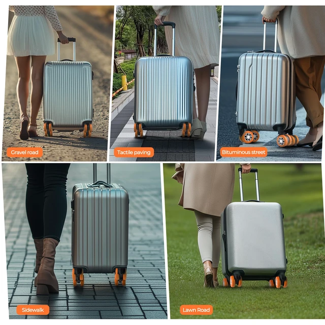 Alt view image 6 of 7 - 8Pcs Upgrade Luggage Wheel Covers, Travel Accessories (Orange) | Wear-resistant & anti-noise silicone covers. Fits 2-2.4" wheels. Protects suitcase wheels. Travel essential for suitcases
