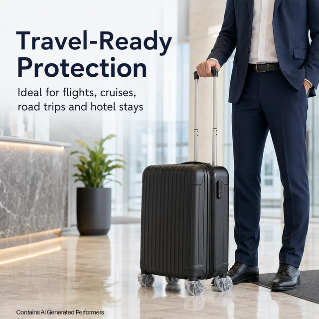 Alt view image 6 of 7 - Luggage Wheel Covers - 200 Pack Suitcase Wheel Covers | Disposable PE Luggage Wheel Protector Keep Floors, Cars & Storage Clean, Fitting Most Spinner Wheels for Travel and Home Use