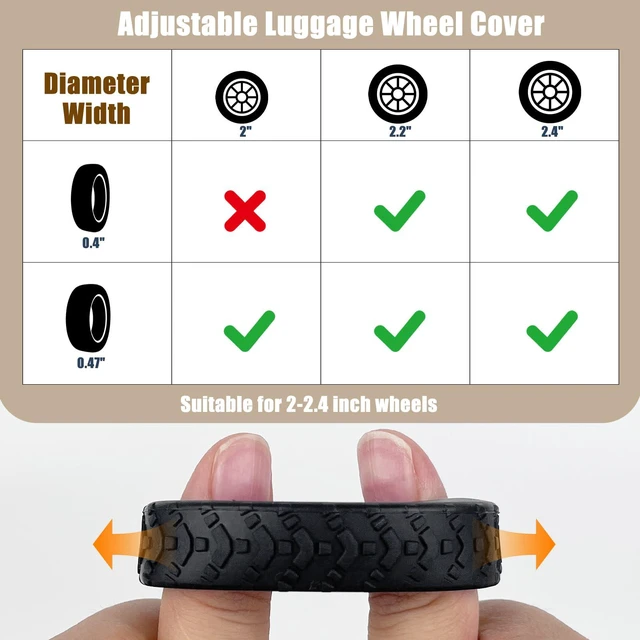 Alt view image 2 of 5 - 8-Pack Luggage Wheel Covers with Arrow Tread, Silicone Protective Caps for 2-2.4 Inch Wheels, Helps Reduce Noise
