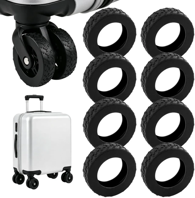 Main image of 8-Pack Luggage Wheel Covers with Arrow Tread, Silicone Protective Caps for 2-2.4 Inch Wheels, Helps Reduce Noise