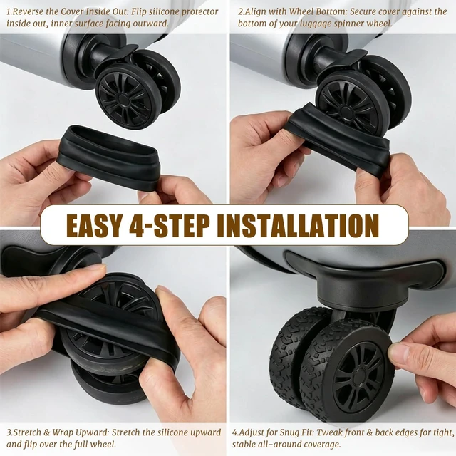 Alt view image 4 of 5 - 8-Pack Luggage Wheel Covers with Arrow Tread, Silicone Protective Caps for 2-2.4 Inch Wheels, Helps Reduce Noise