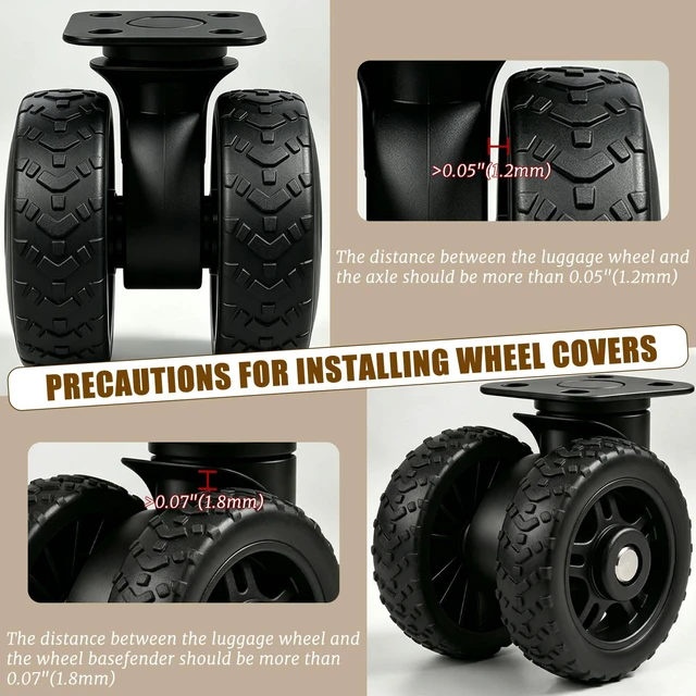 Alt view image 3 of 5 - 8-Pack Luggage Wheel Covers with Arrow Tread, Silicone Protective Caps for 2-2.4 Inch Wheels, Helps Reduce Noise