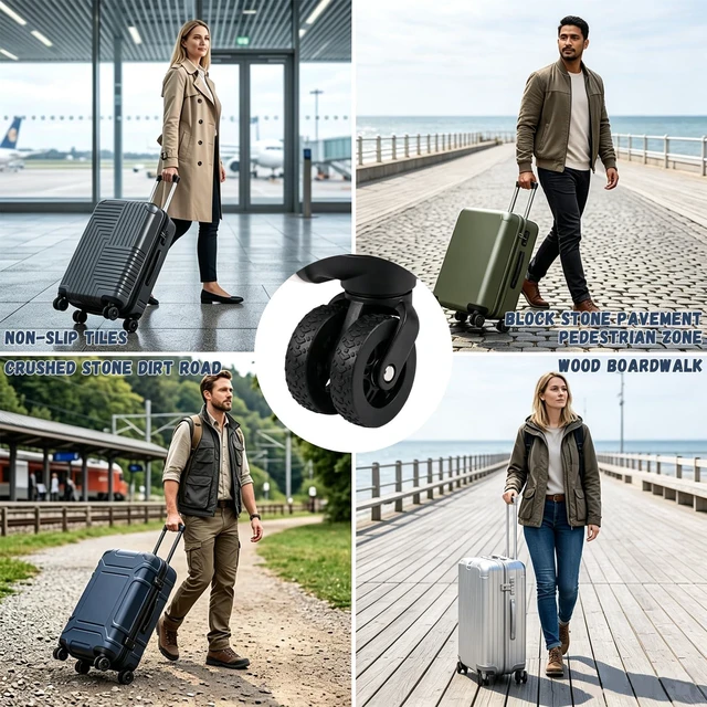 Alt view image 5 of 5 - 8-Pack Luggage Wheel Covers with Arrow Tread, Silicone Protective Caps for 2-2.4 Inch Wheels, Helps Reduce Noise