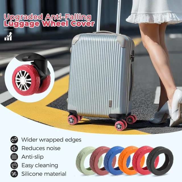 Alt view image 2 of 7 - 8Pcs Upgrade Luggage Wheel Covers, Travel Accessories (Red) | Wear-resistant & anti-noise silicone covers. Fits 2-2.4" wheels. Protects suitcase wheels. Travel essential for suitcases