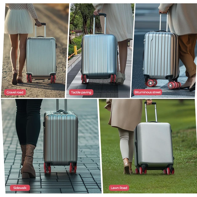 Alt view image 6 of 7 - 8Pcs Upgrade Luggage Wheel Covers, Travel Accessories (Red) | Wear-resistant & anti-noise silicone covers. Fits 2-2.4" wheels. Protects suitcase wheels. Travel essential for suitcases