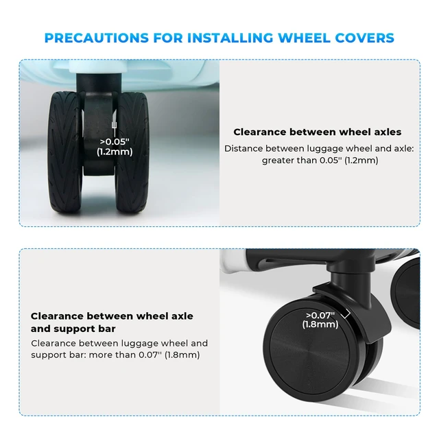 Alt view image 3 of 7 - 16 Pack Upgrade Luggage Wheel Covers, For 2-2.4" Spinner Wheel, Black | Silicone Protective Covers, Wear-Resistant, Anti-Noise, Travel Essential Accessories for Carry-On Suitcases
