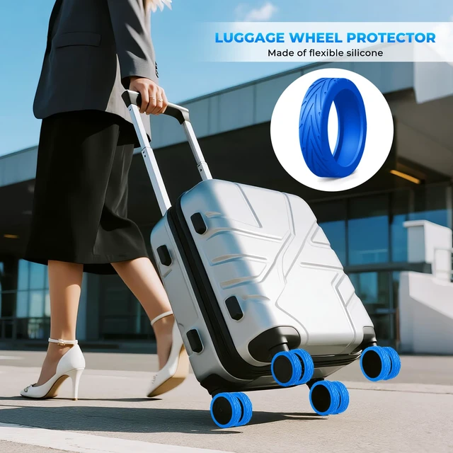 Alt view image 6 of 7 - 16 Pack Upgrade Luggage Wheel Covers, For 2-2.4" Spinner Wheel, Black | Silicone Protective Covers, Wear-Resistant, Anti-Noise, Travel Essential Accessories for Carry-On Suitcases