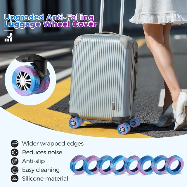 Alt view image 2 of 6 - 8Pcs Luggage Wheel Covers, Travel Accessories (Gradient Blue & Purple) | Wear-resistant & anti-noise silicone covers. Fits 2-2.4" wheels. Protects suitcase wheels. Travel essential for suitcases
