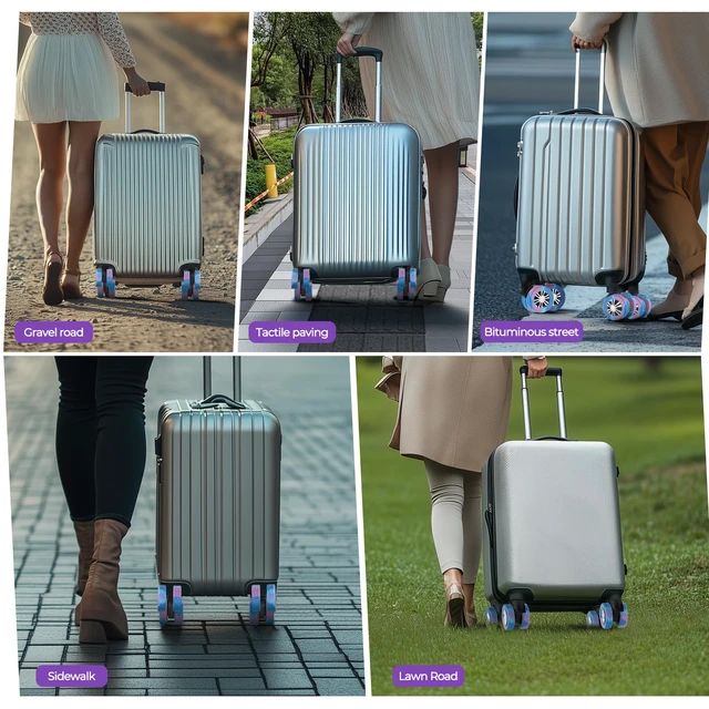 Alt view image 5 of 6 - 8Pcs Luggage Wheel Covers, Travel Accessories (Gradient Blue & Purple) | Wear-resistant & anti-noise silicone covers. Fits 2-2.4" wheels. Protects suitcase wheels. Travel essential for suitcases
