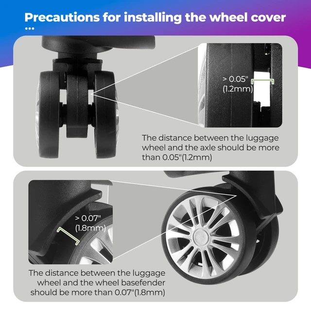 Alt view image 6 of 6 - 8Pcs Luggage Wheel Covers, Travel Accessories (Gradient Blue & Purple) | Wear-resistant & anti-noise silicone covers. Fits 2-2.4" wheels. Protects suitcase wheels. Travel essential for suitcases