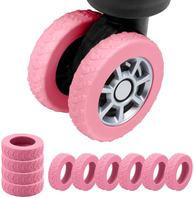 Main image of 10PCS Luggage Wheel Protector for 2-2.4" Luggage Wheel Covers,Pink | For exposed double suitcase wheels;Upgraded Wear-Resistant, Silent, Shock Absorption Luggage Accessories for Carry-On Travel