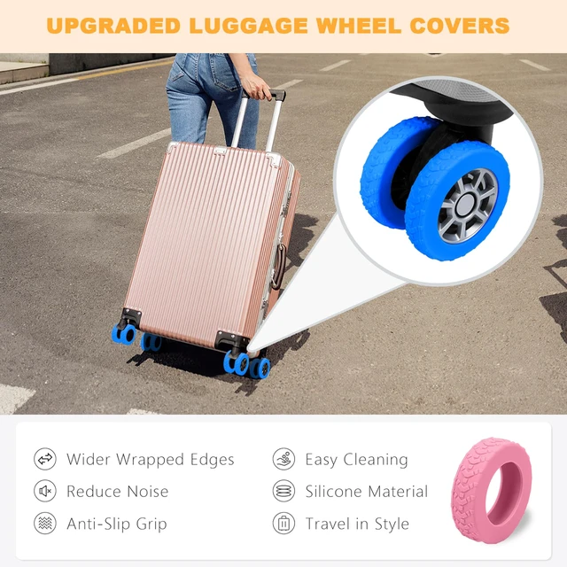 Alt view image 5 of 6 - 10PCS Luggage Wheel Protector for 2-2.4" Luggage Wheel Covers,Pink | For exposed double suitcase wheels;Upgraded Wear-Resistant, Silent, Shock Absorption Luggage Accessories for Carry-On Travel