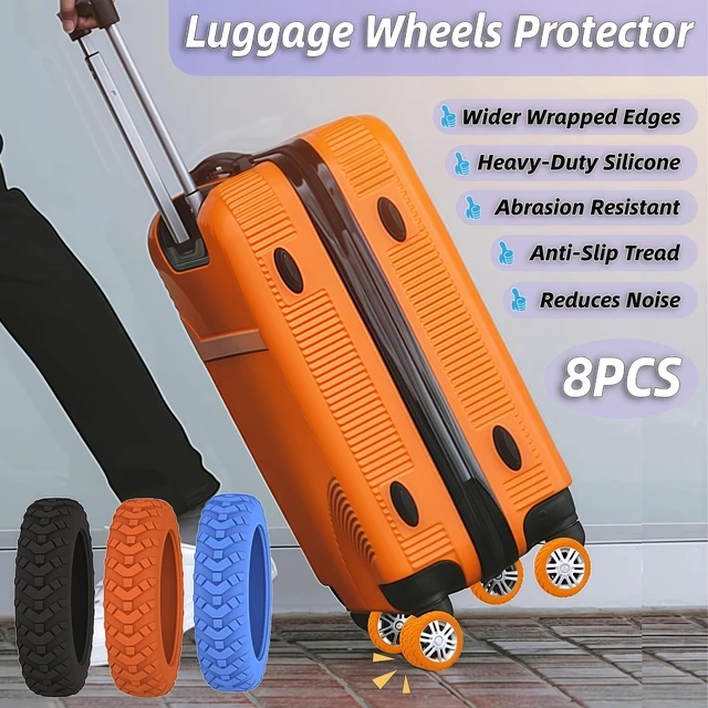 Alt view image 2 of 7 - 8 Pack Luggage Wheel Protector Covers for Travel Bags, Durable Silicone Suitcase Wheels Covers Fit for 5cm-7.5cm Wheels, Noise-Reducing, Anti-Slip Shock Proof Design (Black)