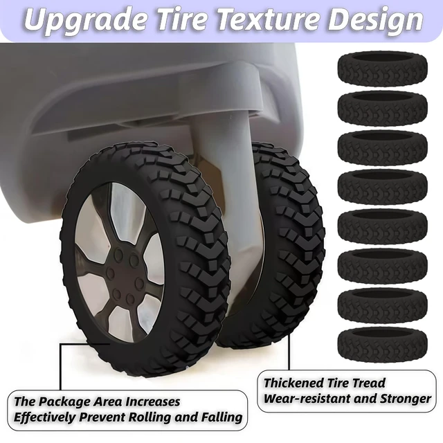 Alt view image 4 of 7 - 8 Pack Luggage Wheel Protector Covers for Travel Bags, Durable Silicone Suitcase Wheels Covers Fit for 5cm-7.5cm Wheels, Noise-Reducing, Anti-Slip Shock Proof Design (Black)