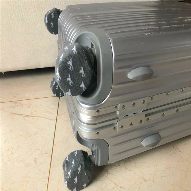 Alt view image 3 of 7 - 8 Pack Luggage Wheel Cover Socks Full Wrap Fabric Protector Universal Sleeve Case for Suitcase Prevents Floor Bed Dirt When Storing Travel Spinner Carry-on Bag
