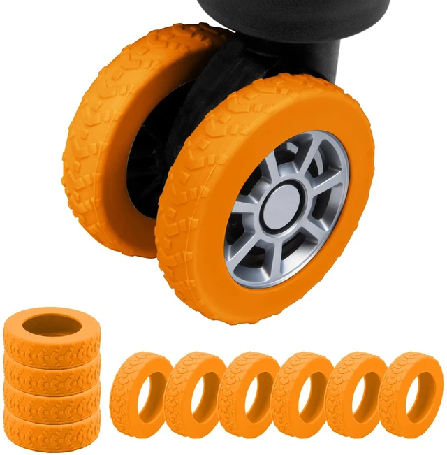 Main image of 10PCS Luggage Wheel Protector for 2-2.4" Luggage Wheel Covers,Orange | For exposed double suitcase wheels;Upgraded Wear-Resistant, Silent, Shock Absorption Luggage Accessories for Carry-On Travel