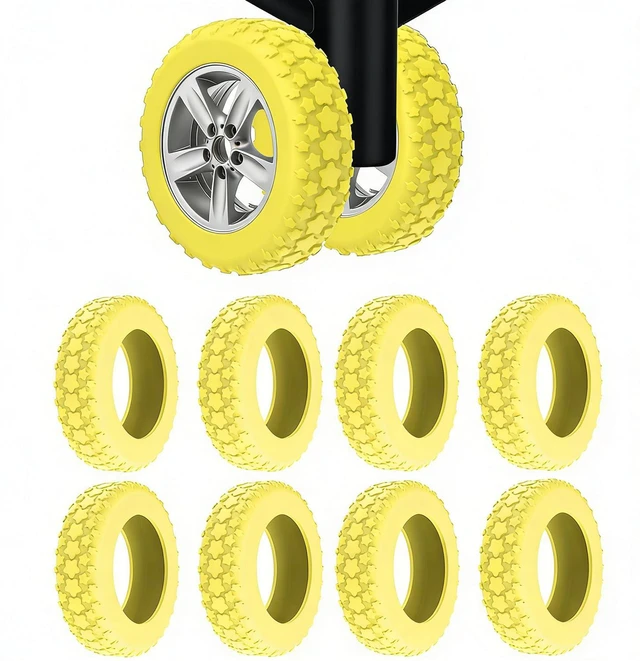 Main image of 8PCS Luggage Wheel Protector, Premium Silicone Protectors | For 2-2.4" Spinner Wheels Anti-Slip, Ultra-Quiet & Wear-Resistant Travel Accessories for Suitcase (Yellow)