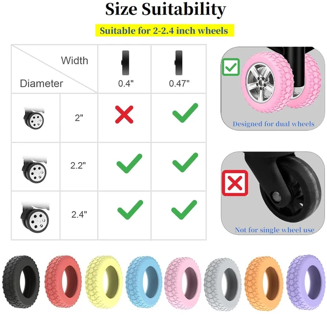 Alt view image 2 of 7 - 8PCS Luggage Wheel Protector, Premium Silicone Protectors | For 2-2.4" Spinner Wheels Anti-Slip, Ultra-Quiet & Wear-Resistant Travel Accessories for Suitcase (Yellow)