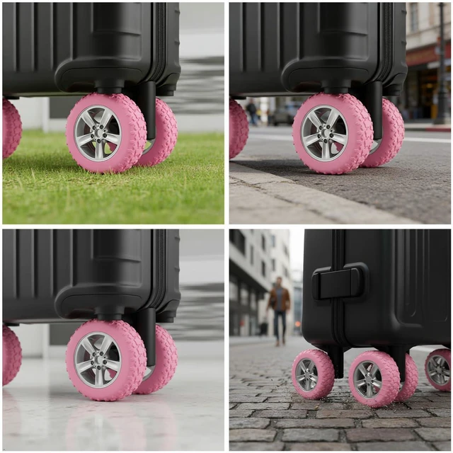 Alt view image 4 of 7 - 8PCS Luggage Wheel Protector, Premium Silicone Protectors | For 2-2.4" Spinner Wheels Anti-Slip, Ultra-Quiet & Wear-Resistant Travel Accessories for Suitcase (Yellow)