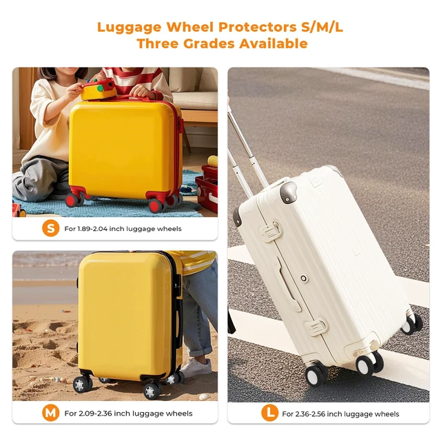 Alt view image 3 of 7 - 10 Pack Luggage Wheel Covers for 1.89-2.04" Suitcase Spinner Wheels-Black S | 3 Size Protector Cover, Upqraded Dust-Proof, Wear-Resistant, Silent, Shock Absorption Luggage Accessories