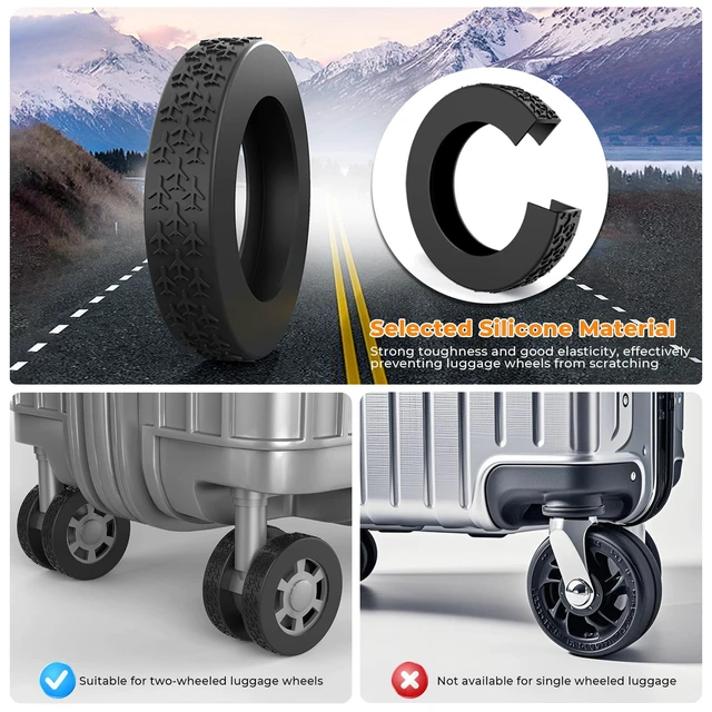 Alt view image 4 of 7 - 10 Pack Luggage Wheel Covers for 1.89-2.04" Suitcase Spinner Wheels-Black S | 3 Size Protector Cover, Upqraded Dust-Proof, Wear-Resistant, Silent, Shock Absorption Luggage Accessories