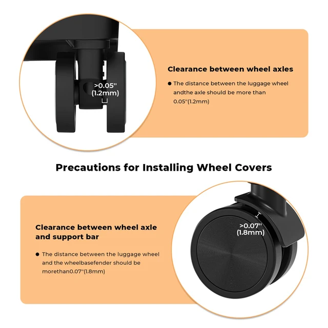 Alt view image 5 of 7 - 10 Pack Luggage Wheel Covers for 1.89-2.04" Suitcase Spinner Wheels-Black S | 3 Size Protector Cover, Upqraded Dust-Proof, Wear-Resistant, Silent, Shock Absorption Luggage Accessories