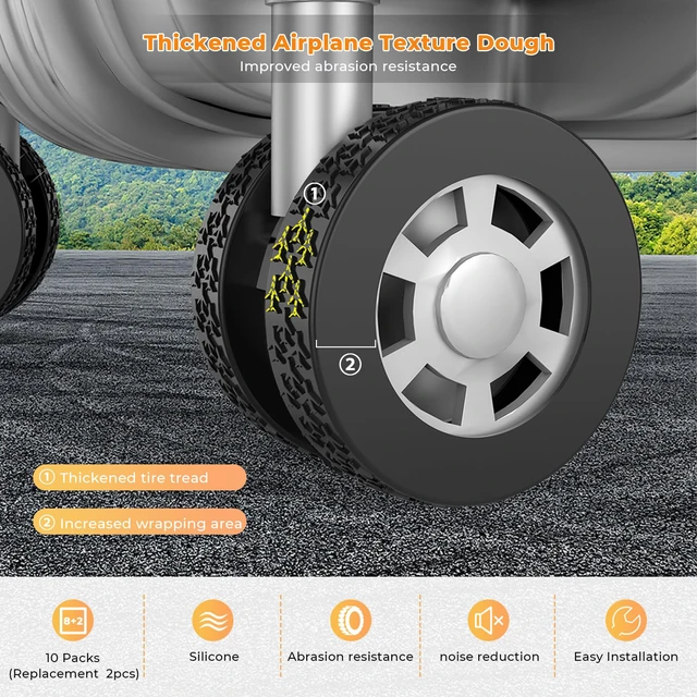 Alt view image 6 of 7 - 10 Pack Luggage Wheel Covers for 1.89-2.04" Suitcase Spinner Wheels-Black S | 3 Size Protector Cover, Upqraded Dust-Proof, Wear-Resistant, Silent, Shock Absorption Luggage Accessories