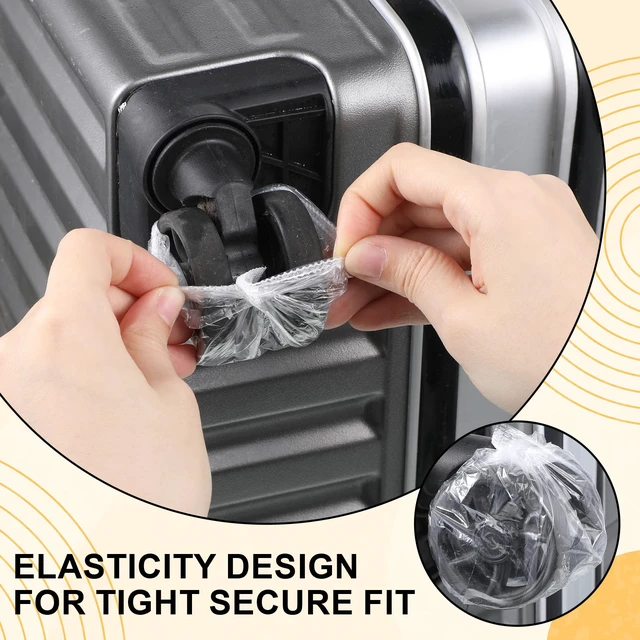 Alt view image 5 of 7 - 200 Pcs Suitcase Wheel Covers Disposable Luggage Wheel Covers PE Luggage Wheels Protector Cover Protect Your Home, Living Room, Office Floors, Carpets, and Car from Dirt