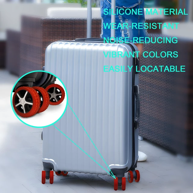 Alt view image 3 of 6 - 8 Pack Luggage Wheel Covers for 8-Spinner Suitcase, Red | Noise-reducing silicone wheel protectors, wear-resistant, shock-absorbing, easy to install for travel